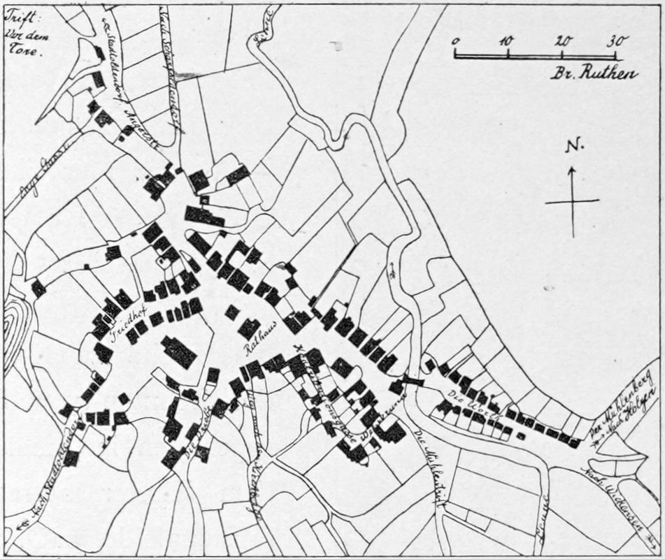 Ortslageplan von Eschershausen 1761